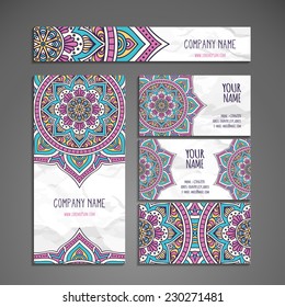 Business card. Vintage decorative elements. Hand drawn background. Islam, Arabic, Indian, ottoman motifs.