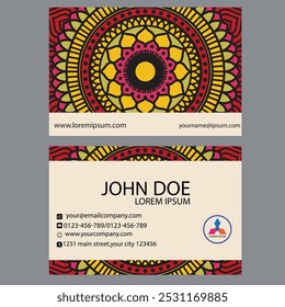 Business Card. Vintage decorative elements. Ornamental floral business cards or invitation with mandala