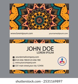 Business Card. Vintage decorative elements. Ornamental floral business cards or invitation with mandala