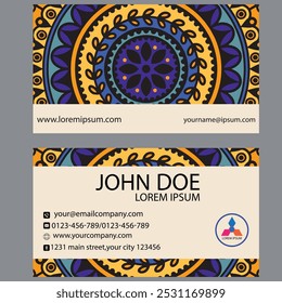 Business Card. Vintage decorative elements. Ornamental floral business cards or invitation with mandala