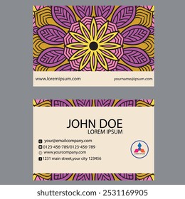 Business Card. Vintage decorative elements. Ornamental floral business cards or invitation with mandala