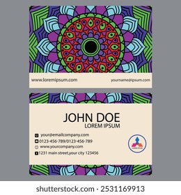Business Card. Vintage decorative elements. Ornamental floral business cards or invitation with mandala