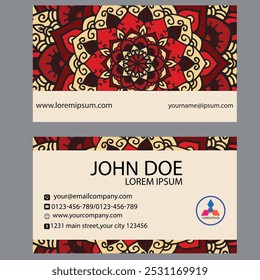 Business Card. Vintage decorative elements. Ornamental floral business cards or invitation with mandala