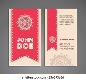 Business card. Vintage decorative elements. Hand drawn background. Islam, Arabic, Indian, ottoman motifs. 