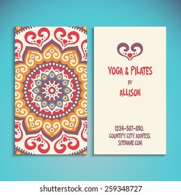 Business card. Vintage decorative elements. Hand drawn background. Islam, Arabic, Indian, ottoman motifs. 