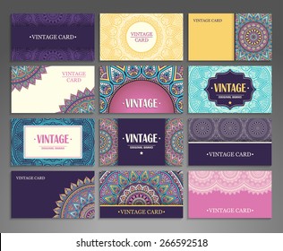 Business card. Vintage decorative elements. Hand drawn background. Islam, Arabic, Indian, ottoman motifs. 