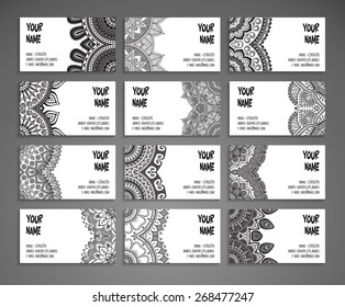 Business card. Vintage decorative elements. Hand drawn background. Islam, Arabic, Indian, ottoman motifs. 