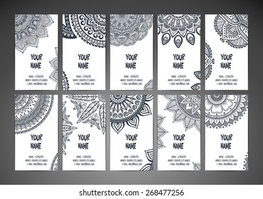 Business card. Vintage decorative elements. Hand drawn background. Islam, Arabic, Indian, ottoman motifs. 