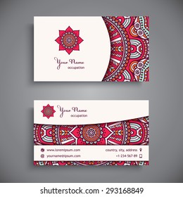 Business Card. Vintage decorative elements. Ornamental floral business cards, oriental pattern, vector illustration.  Islam, Arabic, Indian, turkish, pakistan, chinese, ottoman motifs.