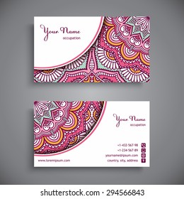 Business Card. Vintage decorative elements. Ornamental floral business cards, oriental pattern, vector illustration.  Islam, Arabic, Indian, turkish, pakistan, chinese, ottoman motifs