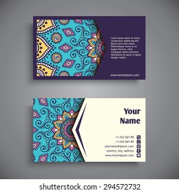 Business Card. Vintage decorative elements. Ornamental floral business cards, oriental pattern, vector illustration.  Islam, Arabic, Indian, turkish, pakistan, chinese, ottoman motifs