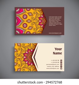 Business Card. Vintage decorative elements. Ornamental floral business cards, oriental pattern, vector illustration.  Islam, Arabic, Indian, turkish, pakistan, chinese, ottoman motifs