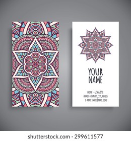 Business Card. Vintage decorative elements. Ornamental floral business cards, oriental pattern, vector illustration.  Islam, Arabic, Indian, turkish, pakistan, chinese, ottoman motifs.