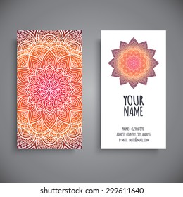Business Card. Vintage decorative elements. Ornamental floral business cards, oriental pattern, vector illustration.  Islam, Arabic, Indian, turkish, pakistan, chinese, ottoman motifs.