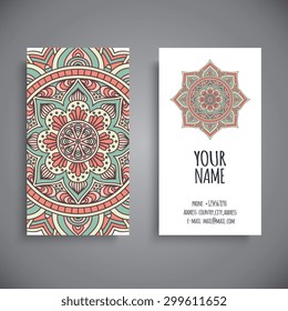 Business Card. Vintage decorative elements. Ornamental floral business cards, oriental pattern, vector illustration.  Islam, Arabic, Indian, turkish, pakistan, chinese, ottoman motifs.