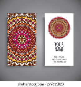 Business Card. Vintage decorative elements. Ornamental floral business cards, oriental pattern, vector illustration.  Islam, Arabic, Indian, turkish, pakistan, chinese, ottoman motifs.