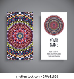 Business Card. Vintage decorative elements. Ornamental floral business cards, oriental pattern, vector illustration.  Islam, Arabic, Indian, turkish, pakistan, chinese, ottoman motifs.