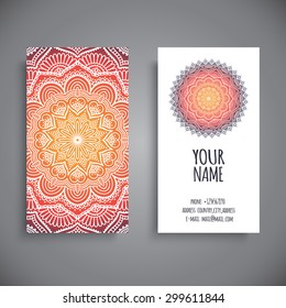 Business Card. Vintage decorative elements. Ornamental floral business cards, oriental pattern, vector illustration.  Islam, Arabic, Indian, turkish, pakistan, chinese, ottoman motifs.