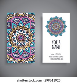 Business Card. Vintage decorative elements. Ornamental floral business cards, oriental pattern, vector illustration.  Islam, Arabic, Indian, turkish, pakistan, chinese, ottoman motifs.