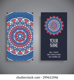 Business Card. Vintage decorative elements. Ornamental floral business cards, oriental pattern, vector illustration.  Islam, Arabic, Indian, turkish, pakistan, chinese, ottoman motifs.