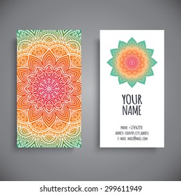 Business Card. Vintage decorative elements. Ornamental floral business cards, oriental pattern, vector illustration.  Islam, Arabic, Indian, turkish, pakistan, chinese, ottoman motifs.