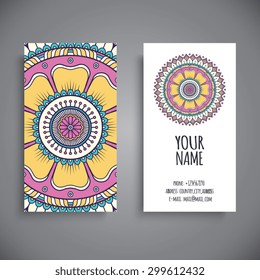 Business Card. Vintage decorative elements. Ornamental floral business cards, oriental pattern, vector illustration.  Islam, Arabic, Indian, turkish, pakistan, chinese, ottoman motifs.