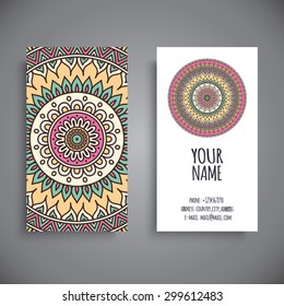 Business Card. Vintage decorative elements. Ornamental floral business cards, oriental pattern, vector illustration.  Islam, Arabic, Indian, turkish, pakistan, chinese, ottoman motifs.