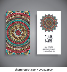 Business Card. Vintage decorative elements. Ornamental floral business cards, oriental pattern, vector illustration.  Islam, Arabic, Indian, turkish, pakistan, chinese, ottoman motifs.