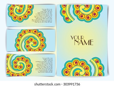Business card. Vintage decorative elements. Hand drawn background.