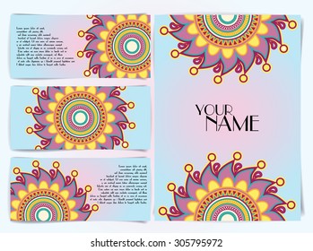Business card. Vintage decorative elements. Hand drawn background.