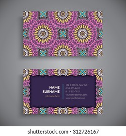 Business Card. Vintage decorative elements. Ornamental floral business cards, oriental pattern, vector illustration.  Islam, Arabic, Indian, turkish, pakistan, chinese, ottoman motifs.