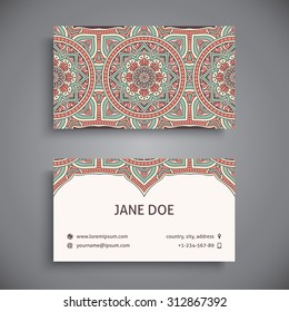 Business Card. Vintage decorative elements. Ornamental floral business cards, oriental pattern, vector illustration.  Islam, Arabic, Indian, turkish, pakistan, chinese, ottoman motifs.
