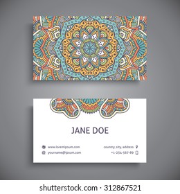 Business Card. Vintage decorative elements. Ornamental floral business cards, oriental pattern, vector illustration.  Islam, Arabic, Indian, turkish, pakistan, chinese, ottoman motifs.