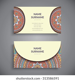 Business Card. Vintage decorative elements. Ornamental floral business cards, oriental pattern, vector illustration.  Islam, Arabic, Indian, turkish, pakistan, chinese, ottoman motifs.