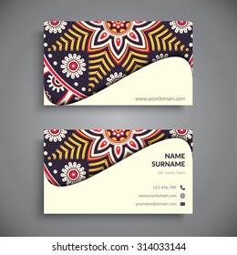 Business Card. Vintage decorative elements. Ornamental floral business cards, oriental pattern, vector illustration.  Islam, Arabic, Indian, turkish, pakistan, chinese, ottoman motifs.