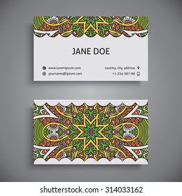 Business Card. Vintage decorative elements. Ornamental floral business cards, oriental pattern, vector illustration.  Islam, Arabic, Indian, turkish, pakistan, chinese, ottoman motifs.