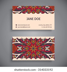 Business Card. Vintage decorative elements. Ornamental floral business cards, oriental pattern, vector illustration.  Islam, Arabic, Indian, turkish, pakistan, chinese, ottoman motifs.