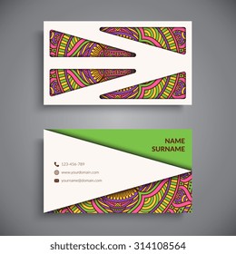 Business Card. Vintage decorative elements. Ornamental floral business cards, oriental pattern, vector illustration.  Islam, Arabic, Indian, turkish, pakistan, chinese, ottoman motifs.