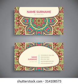 Business Card. Vintage decorative elements. Ornamental floral business cards, oriental pattern, vector illustration.  Islam, Arabic, Indian, turkish, pakistan, chinese, ottoman motifs.