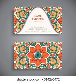 Business Card. Vintage decorative elements. Ornamental floral business cards, oriental pattern, vector illustration.  Islam, Arabic, Indian, turkish, pakistan, chinese, ottoman motifs.