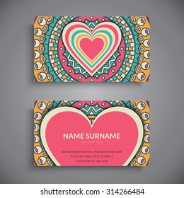 Business Card. Vintage decorative elements. Ornamental floral business cards, oriental pattern, vector illustration.  Islam, Arabic, Indian, turkish, pakistan, chinese, ottoman motifs.