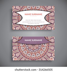 Business Card. Vintage decorative elements. Ornamental floral business cards, oriental pattern, vector illustration.  Islam, Arabic, Indian, turkish, pakistan, chinese, ottoman motifs.