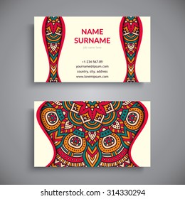 Business Card. Vintage decorative elements. Ornamental floral business cards, oriental pattern, vector illustration.  Islam, Arabic, Indian, turkish, pakistan, chinese, ottoman motifs.
