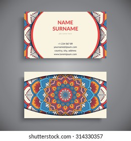 Business Card. Vintage decorative elements. Ornamental floral business cards, oriental pattern, vector illustration.  Islam, Arabic, Indian, turkish, pakistan, chinese, ottoman motifs.