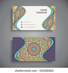 Business Card. Vintage decorative elements. Ornamental floral business cards, oriental pattern, vector illustration.  Islam, Arabic, Indian, turkish, pakistan, chinese, ottoman motifs.