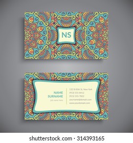 Business Card. Vintage decorative elements. Ornamental floral business cards, oriental pattern, vector illustration.  Islam, Arabic, Indian, turkish, pakistan, chinese, ottoman motifs.