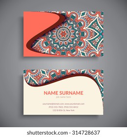 Business Card. Vintage decorative elements. Ornamental floral business cards, oriental pattern, vector illustration.  Islam, Arabic, Indian, turkish, pakistan, chinese, ottoman motifs.
