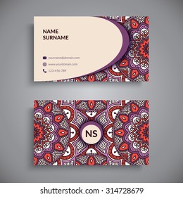 Business Card. Vintage decorative elements. Ornamental floral business cards, oriental pattern, vector illustration.  Islam, Arabic, Indian, turkish, pakistan, chinese, ottoman motifs.