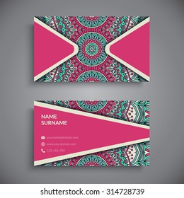 Business Card. Vintage decorative elements. Ornamental floral business cards, oriental pattern, vector illustration.  Islam, Arabic, Indian, turkish, pakistan, chinese, ottoman motifs.