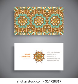 Business Card. Vintage decorative elements. Ornamental floral business cards, oriental pattern, vector illustration.  Islam, Arabic, Indian, turkish, pakistan, chinese, ottoman motifs.